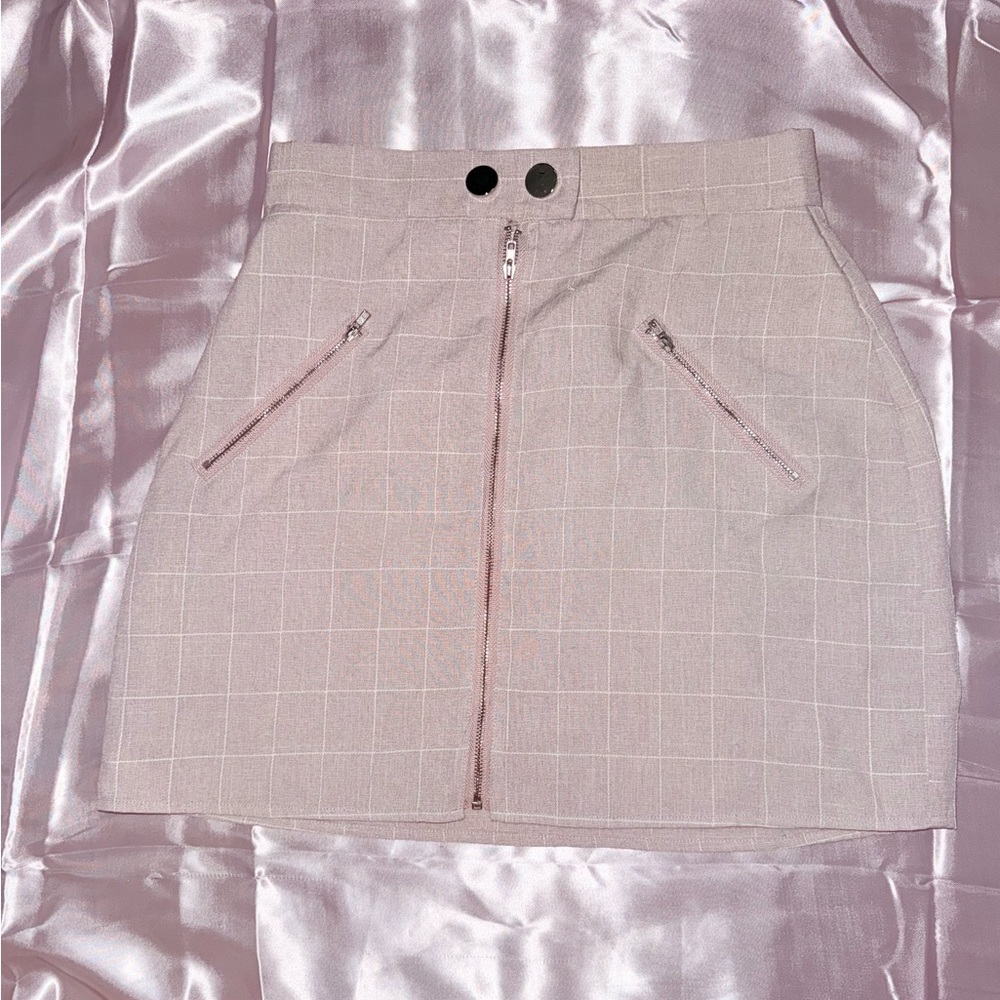 Charlotte Russe Light Pink Plaid A-Line Skirt